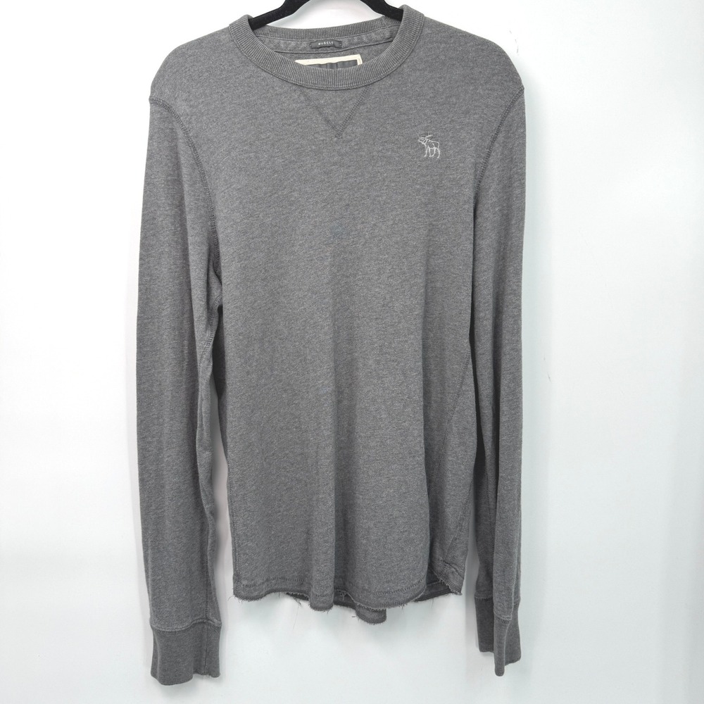 Abercrombie & Fitch Muscle Shirt Mens L Gray Long Sleeve Y2K indie Minimalist